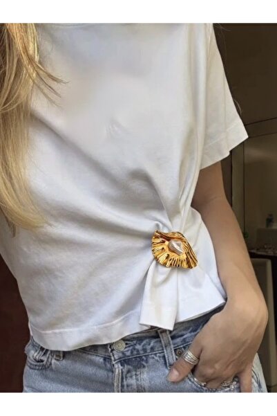 Marka Deniz Kabuğu İnci Detaylı Broş