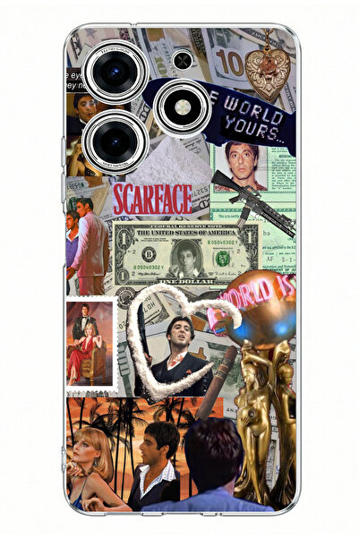 TechTree حافظة سيليكون مطبوعة بتصميم كولاج سكارفيس متوافقة مع هاتف تكنو سبارك...