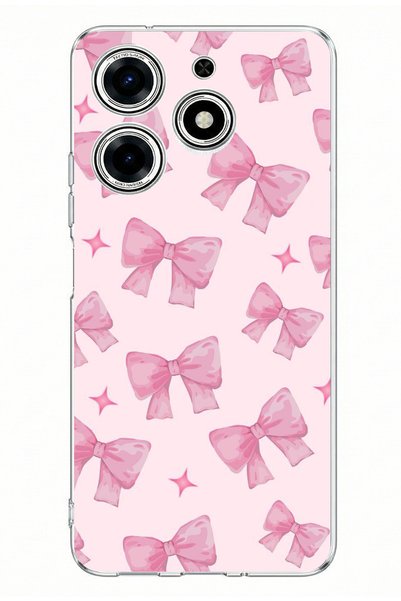 TechTree Tecno Spark 10 Pro Compatible Pink Bows Printed Silicone Case
