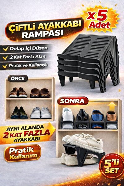 Funny Life 5 Double Shoe Ramps - Closet Organizer, Odorless Organizer