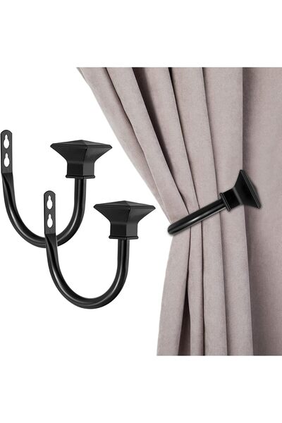 SUMNACON Curtain fixing accessory, Drapery Curtain, metallic, black, set of 2