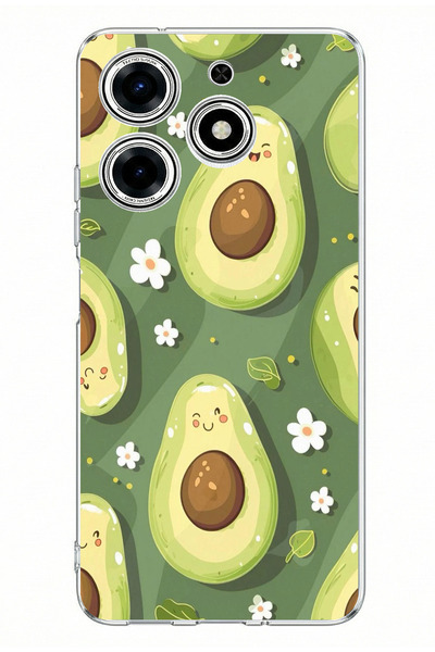 TechTree حافظة سيليكون مطبوعة بتصميم الأفوكادو اللطيف مع خلفية خضراء متوافقة ...
