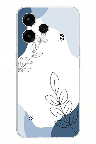 TechTree حافظة سيليكون مطبوعة بأشكال زرقاء هادئة وخطوط نباتية متوافقة مع OPPO...