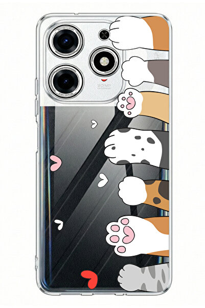 TechTree Cute Cat Paws Design Printed Silicone Case Compatible with Tecno Spa...