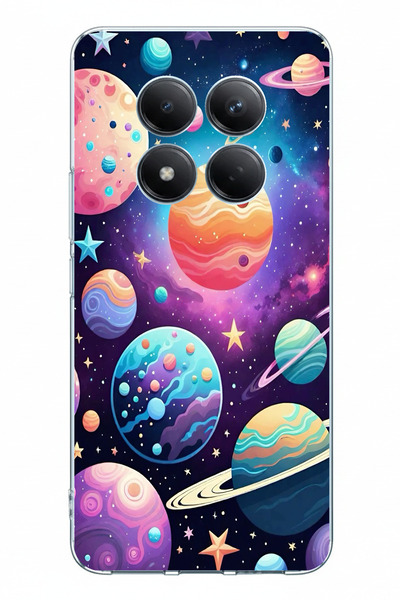TechTree حافظة سيليكون مطبوعة بنمط الفضاء والكوكب والنجمة متوافقة مع Redmi No...
