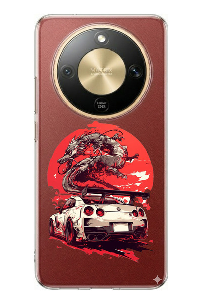 TechTree حافظة سيليكون مطبوعة بتصميم التنين GTR متوافقة مع هاتف Honor Magic 8...
