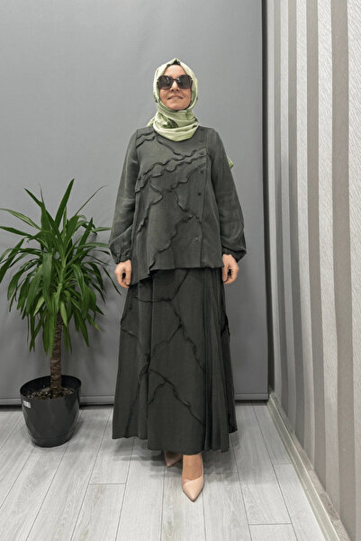 MissWhence Snap Fastener Patchwork Set Khaki 37305