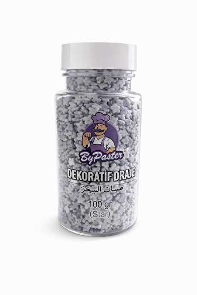 By Paster Yıldız Draje/Yıldız Şeker/Pasta Süsleme Şekeri Gümüş (Gri) 100 gr