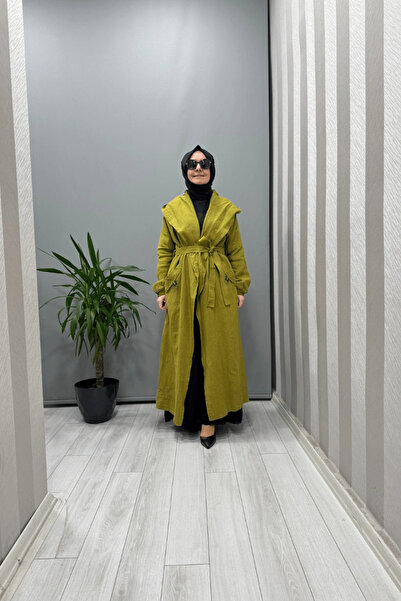 MissWhence Hooded Linen Cap Green 37401