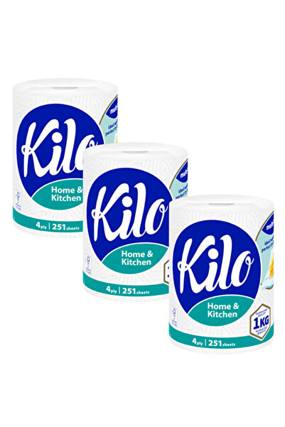 kilo Promo Pack 3 x 4-Ply Kitchen Roll, Kilo, 1 kg