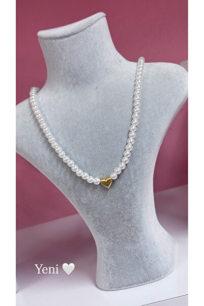 iky aksesuar Women's Steel Pearl Necklace