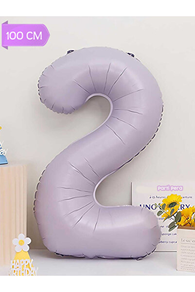 parti pera 2 Yaş Lila Rakam Folyo Balon 100 cm 40 inç