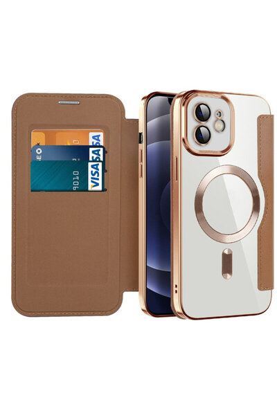 Techsuit Husă tip carte SmartMag pentru iPhone 12, maro
