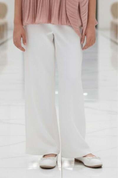 Alesaei-mondo tondo (Girls' white wide-leg pants with a stylish and comfortab...