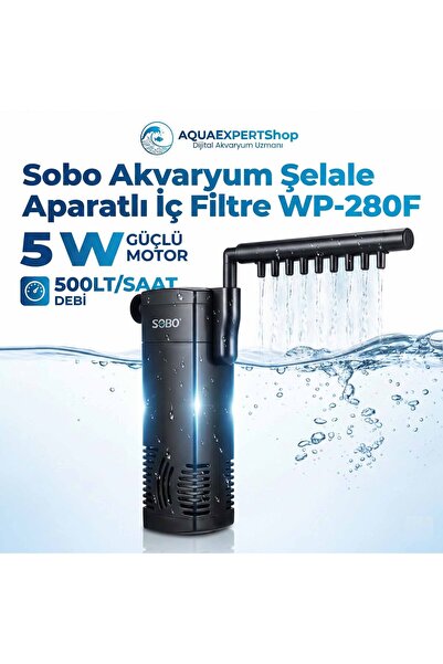 Sobo Akvaryum Şelale Aparatlı İç Filtre - 5W - 500 LT/Saat WP-280F