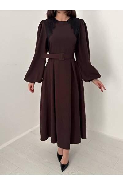 Ekim Store Belted Lace Long Dress