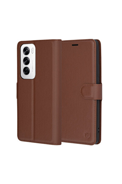Techsuit Oppo Reno 12 Leather Folio, brown