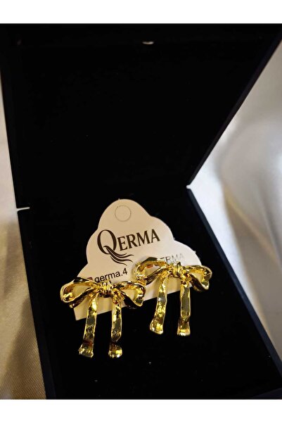 QERMA Steel Gold Color Ribbon Bow Seyran Earring Trend Modern Design Y2K Earr...