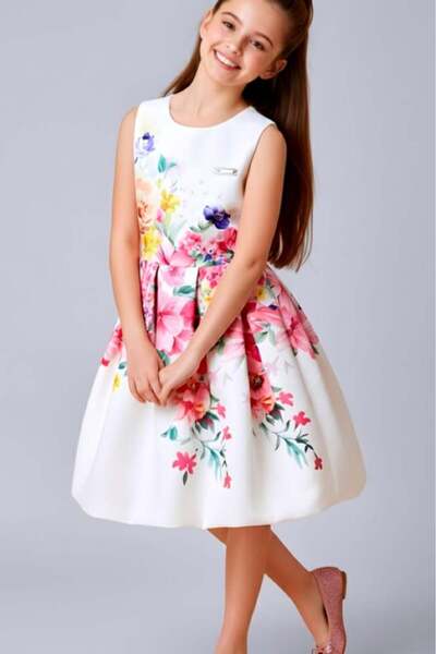 Alesaei-mondo tondo (Girls' dress, sleeveless, floral print, 7184)