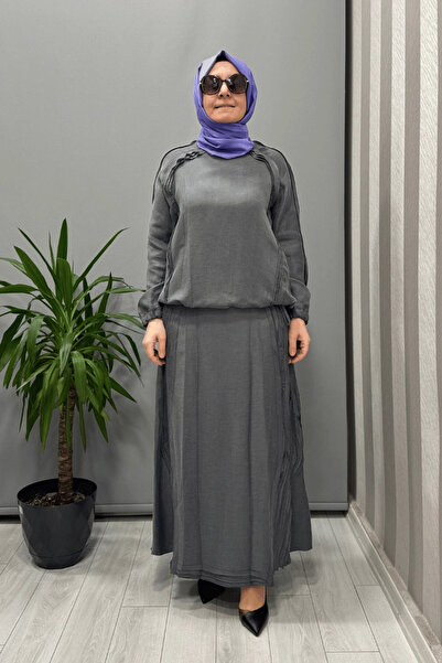 MissWhence Ribbed Silk Linen Set Gray 37009