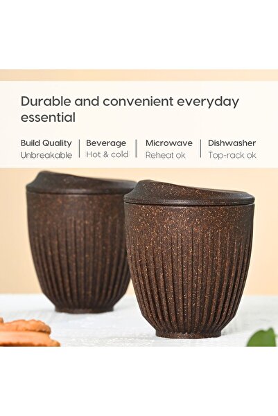 REuse Reusable Retro Mug with Lid 250 ml | coffee husks | Coffee Brown | 1 piece
