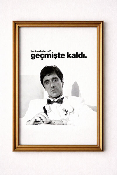 BuzzDesigns Geçmişte Kaldı Temalı Tony Montana Tablosu (Çerçeveli)