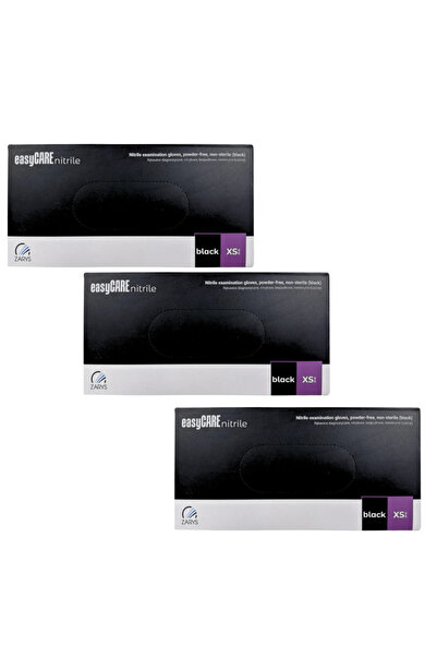 ZARYS Promo Pack 3 x Box of 100 Disposable Nitrile Gloves - Black, Size XS