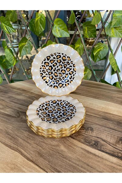 GÜRCÜGLASS طبق شاي فيرفير موديل ليوبارد 13 سم.