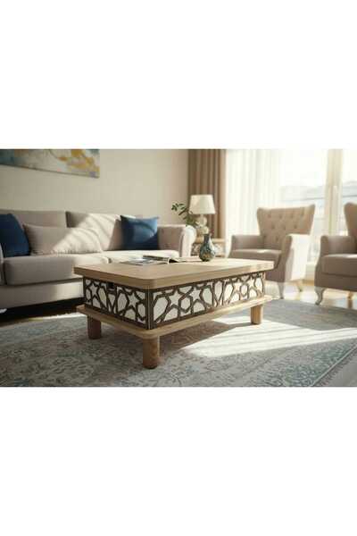 ModernEvveOfis Modern Lazer Sihirli Sehpa – Açılır Mekanizmalı Orta Sehpa Saf...