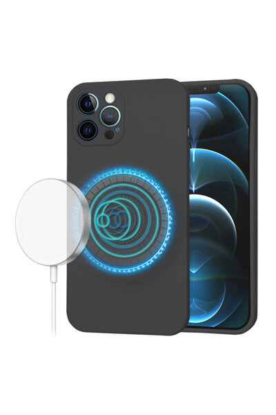 Techsuit Θήκη σιλικόνης SoftFlex MagSafe για iPhone 12 Pro Max, μαύρη