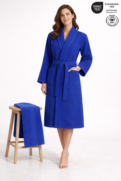 Ellaline Striped Women's Bathrobe Set 100% Cotton Certified 2-Piece, Shawl Co...