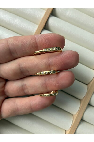 ARİ TAKI أقراط طويلة من الفولاذ الذهبي مرصعة بالأحجار الكريمة مكونة من 3 قطع