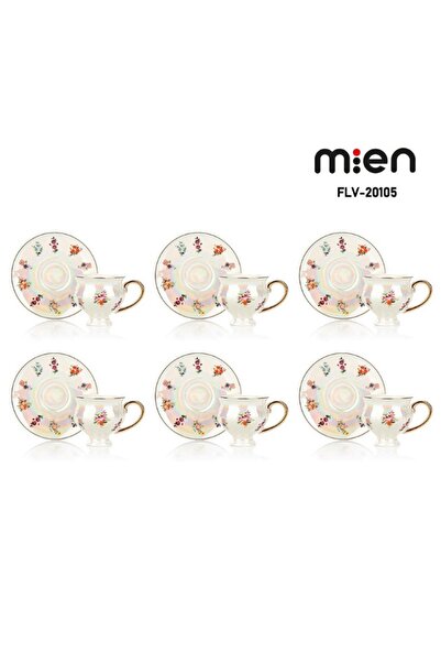 MİEN 6 Kişilik Sedefli Lüster Fincan Takımı – Işıltılı ve Zarif Tasarım