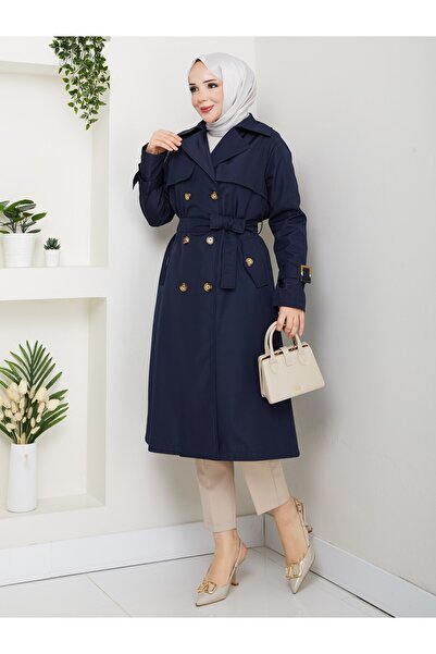 Mor Menekşe Kadın Düğmeli A kalite Trençkot