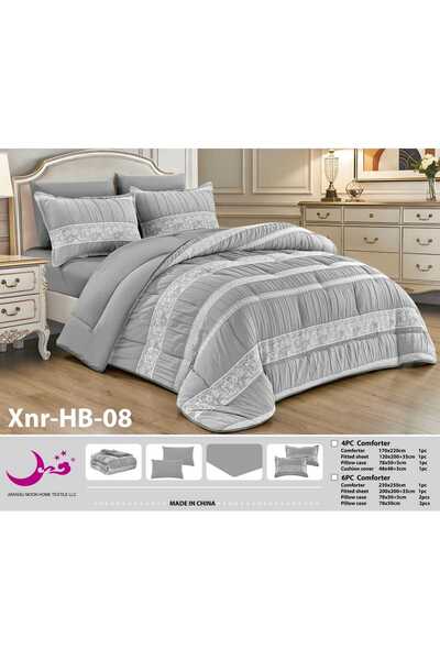 Moon مفرش سرير صيفي مطرز منفوخ مايكروفايبر 230*250 - طقم لحاف 6قطع - لحاف نفرين