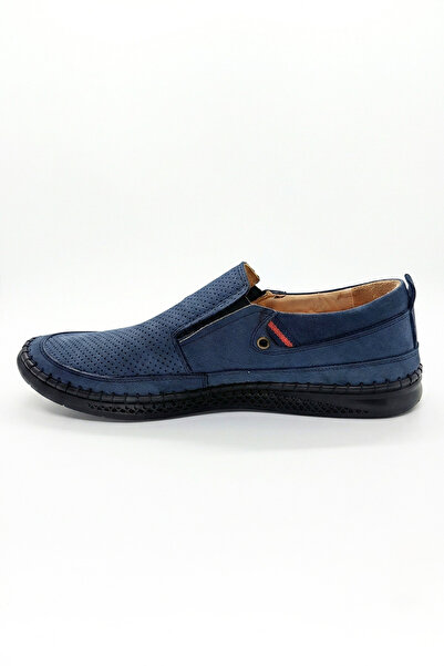 Ekonomik Ayakkabı Men's Navy Blue Perforated Slip-On Casual Shoes |   Breatha...