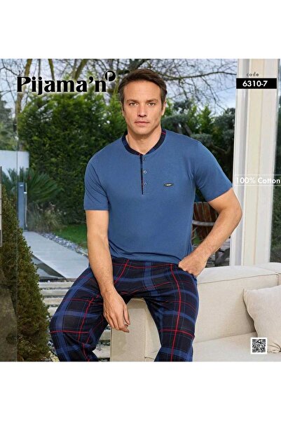 Pijaman 6310-7 Men's Supreme Cotton Short Sleeve Pajama Set
