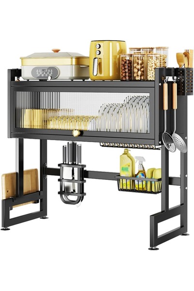 M SMART 3-layer over the sink dish drying rack space saving organizer with li...