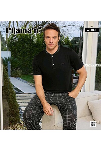 Pijamoni Pijamani 6310-3 Men's Single Jersey Cotton Short Sleeve Pajama Set