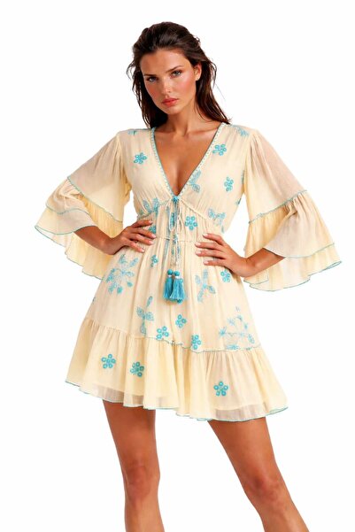 CHEVALIER FASHION Women’s Embroidered Boho Mini Dress