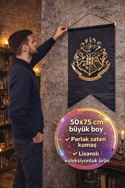 TOYFEST Harry Potter Hogwarts Büyük Flama 50x75 cm Saten Kırlangıç Kesim Lisa...