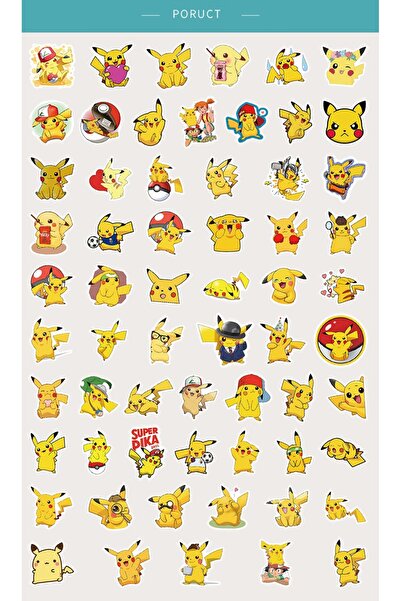 FEMININO Pikachu Pokemon Graffiti Walk Stickers for Kids Waterproof Vinyl 60Pcs