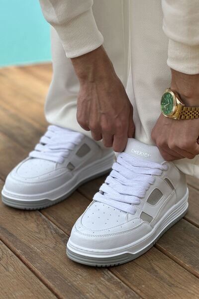 Mhoda Shoes حذاء رياضي رجالي من الجلد برباط يومي من RLX-2410 Avax CBT - أبيض/...