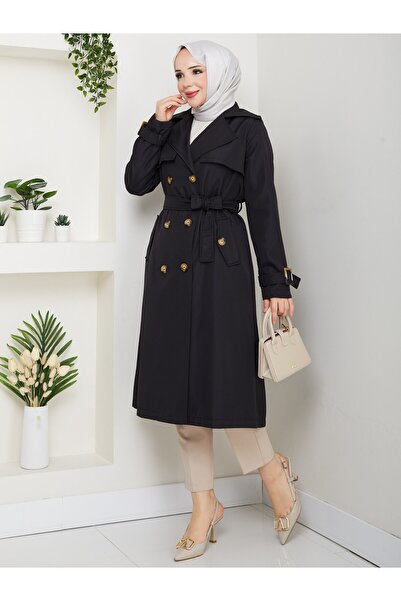 Mor Menekşe Kadın Düğmeli A kalite Trençkot