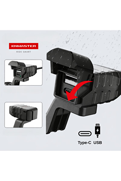 Knmaster UC200 Motosiklet USB ve Type-C Çift Girişli Şarj Soketi