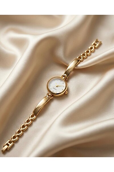 KLISHE Butik Nova Women's Steel Watch Gold Color Vintage |   Stoned White Dia...
