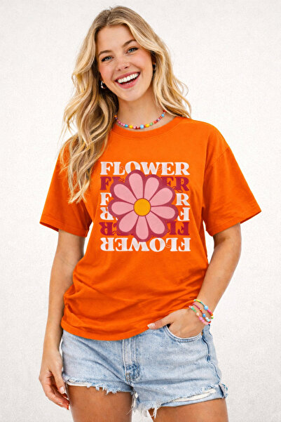 ArtYus Flower Printed Cotton Relaxed Fit Round Neck Unisex T-Shirt