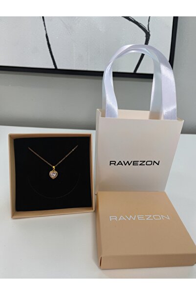RAWEZON طقم نيروفيا مع حقيبة - قلادة من الفولاذ على شكل قلب مرصعة بحجر الزركو...