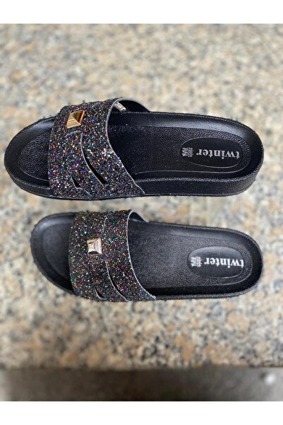 Aysun Ayakkabı Women's Slippers with Black Stone Accessories, Very Suitable f...