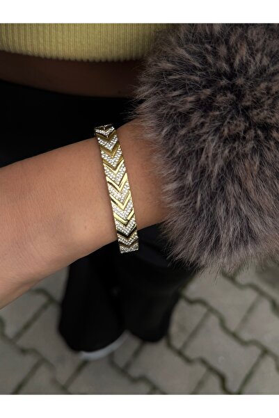 Butik Shiny Stone Detailed Gold Color Flexible Bracelet